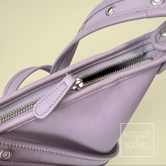 Vintage 90s Y2K Coach Maggie Duffle Bag Small Violet Purple Leather Bucket - Picture 9 of 12